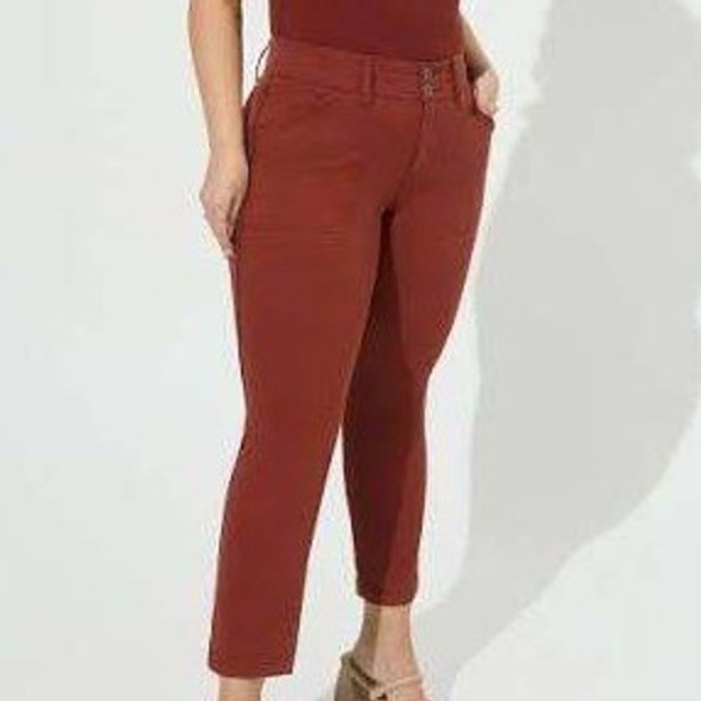 Torrid Crop Aviator Skinny Stretch Twill Mid-Rise Pant Fire Brick Size 12 NWT